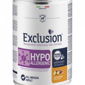 EXCLUSION DOG HYPO ANATRA E PATATE LATTINA 400 GR