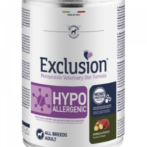 EXCLUSION DOG HYPO CAVALLO E PATATE LATTINA 400 GR