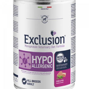 EXCLUSION DOG HYPO MAIALE E PISELLI LATTINA 400 GR
