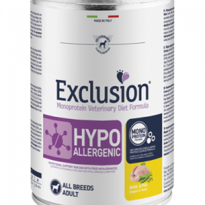 EXCLUSION DOG HYPO QUAGLIA E PISELLI LATTINA 400 GR