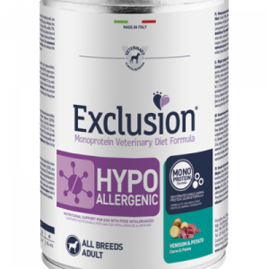 EXCLUSION DOG HYPO CERVO E PATATE LATTINA 400 GR