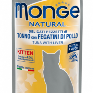 MONGE CAT KITTEN TONNO E FEGATINI DI POLLO BUSTINA 80 GR