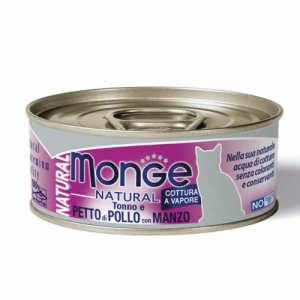 MONGE CAT NATURAL POLLO E MANZO LATTINA 80 GR