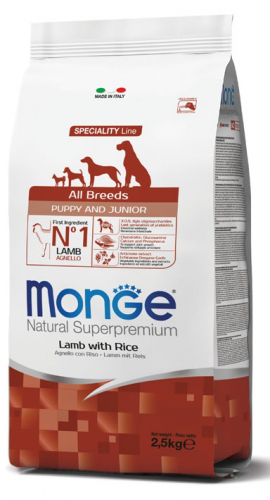 MONGE DOG PUPPY & JUNIOR ALL BREEDS AGNELLO E RISO 800 GR