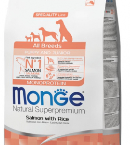 MONGE DOG PUPPY & JUNIOR ALL BREEDS SALMONE E RISO 800 GR
