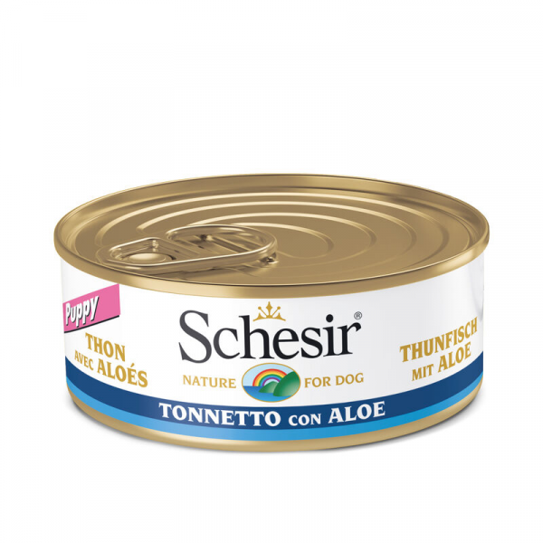SCHESIR CANE PUPPY TONNO E ALOE LATTINA 150 GR