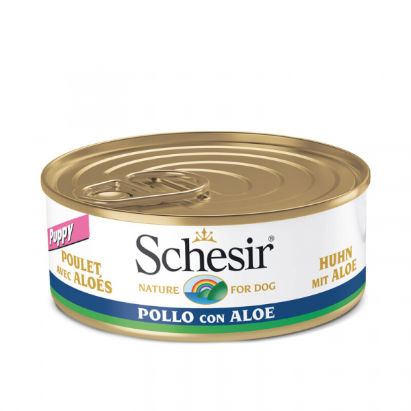 SCHESIR CANE PUPPY POLLO E ALOE LATTINA 150 GR