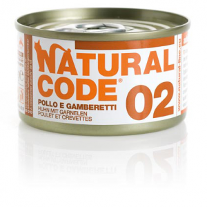 NATURAL CODE GATTO POLLO E GAMBERETTI LATTINA 85 GR