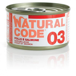 NATURAL CODE GATTO SALMONE E POLLO LATTINA 85 GR