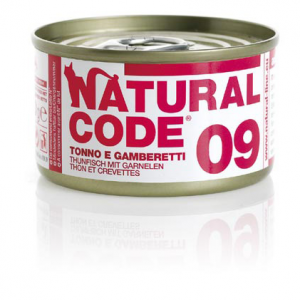 NATURAL CODE GATTO TONNO E GAMBERETTI LATTINA 85 GR