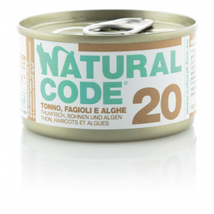 NATURAL CODE GATTO TONNO FAGIOLI ALGHE E RISO LATTINA 85 GR