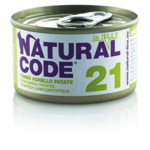 NATURAL CODE GATTO TONNO AGNELLO E PATATE JELLY LATTINA 85 GR