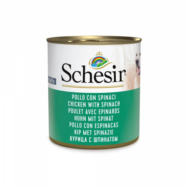 SCHESIR CANE POLLO E SPINACI LATTINA 285 GR
