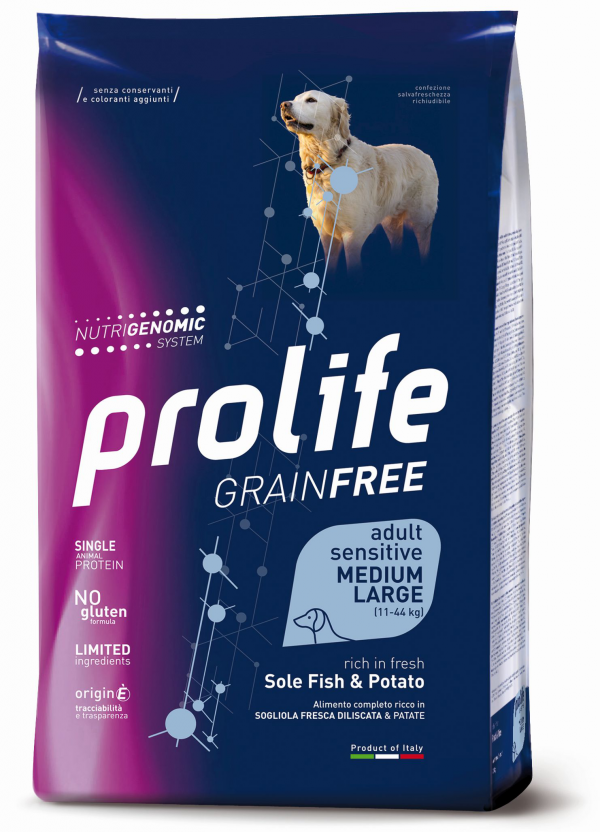 PROLIFE DOG GRAIN FREE ADULT MEDIUM LARGE PESCE E PATATE 10 KG