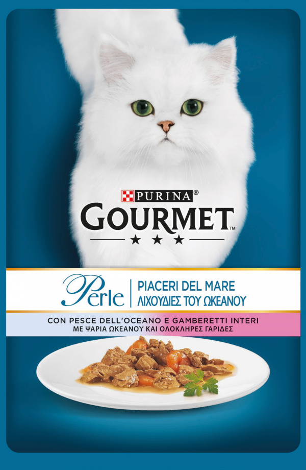 GOURMET PERLE PIACERE DEL MARE PESCE DELL'OCEANO E GAMBERETTI 85 GR