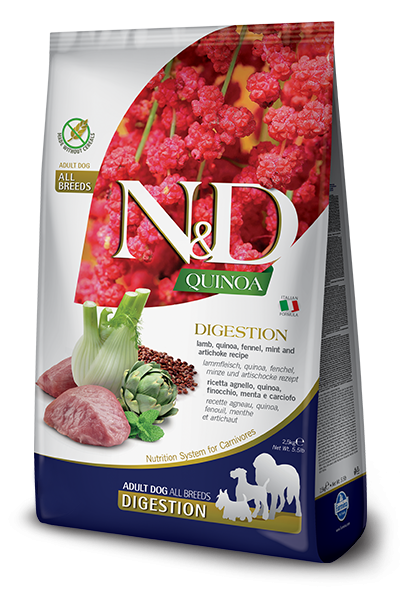 ND DOG QUINOA DIGESTION AGNELLO E FINOCCHIO ADULT MEDIO MAXI 2,5 KG