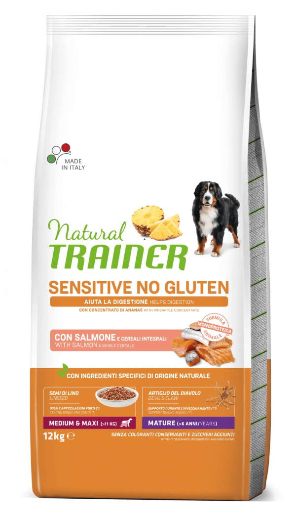 TRAINER NATURAL DOG SENSITIVE MATURE MEDIUM MAXI SALMONE 12 KG