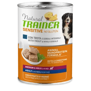 TRAINER NATURAL DOG SENSITIVE ADULT MEDIUM MAXI TROTA E CEREALI LATTINA 400 GR