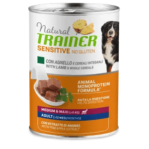TRAINER NATURAL DOG SENSITIVE ADULT MEDIUM MAXI AGNELLO E CEREALI LATTINA 400 GR
