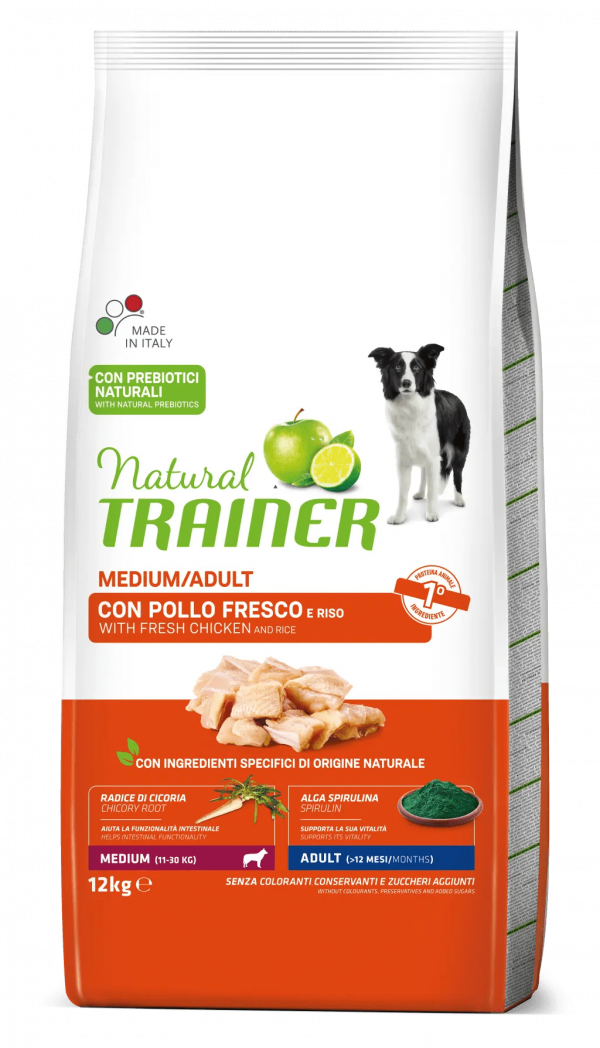 TRAINER NATURAL DOG ADULT MEDIUM POLLO E RISO 12 KG