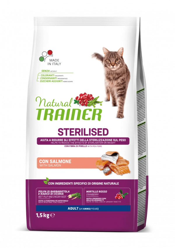 TRAINER NATURAL CAT STERILIZED SALMONE 1,5 KG