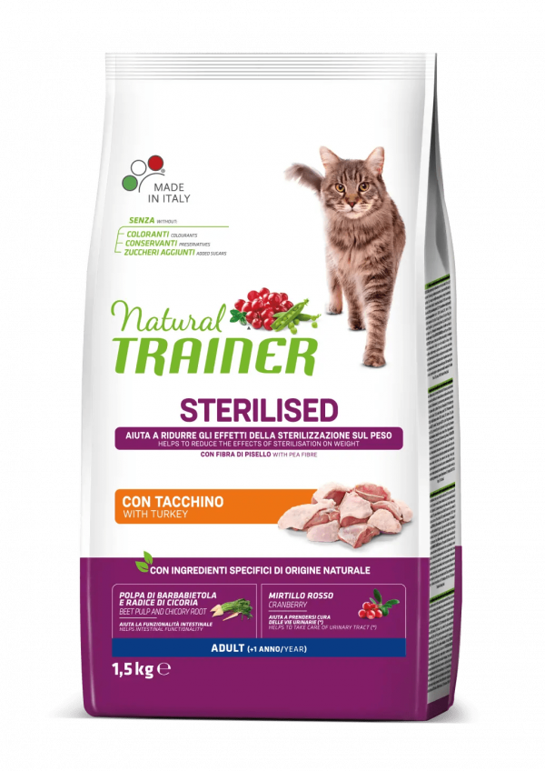 TRAINER NATURAL CAT STERILIZED TACCHINO 1,5 KG