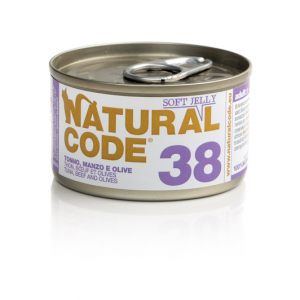 NATURAL CODE GATTO TONNO MANZO E OLIVE LATTINA 85 GR