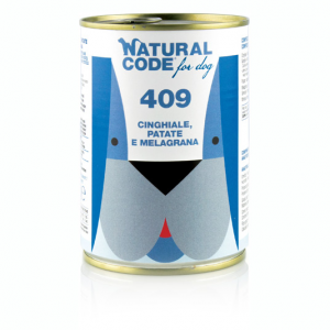 NATURAL CODE CANE CINGHIALE PATATE E MELOGRANO LATTINA 400 GR