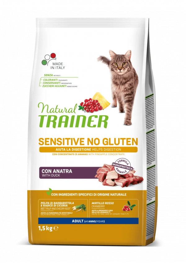 TRAINER NATURAL CAT SENSITIVE ANATRA 1,5 KG