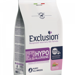 EXCLUSION DOG HYPO PUPPY MAIALE E PISELLI MEDIO/MAXI 12 KG