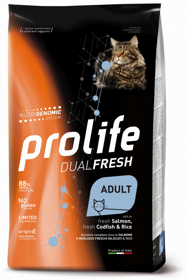 PROLIFE CAT ADULT DUAL SALMONE E MERLUZZO 1,5 KG