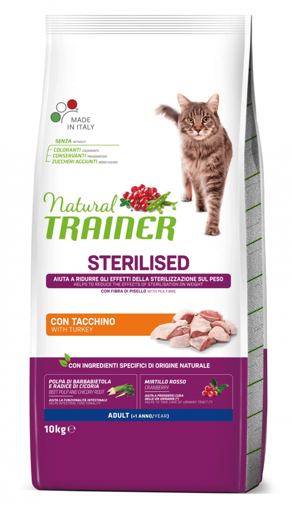 TRAINER NATURAL CAT STERILIZED TACCHINO 10 KG