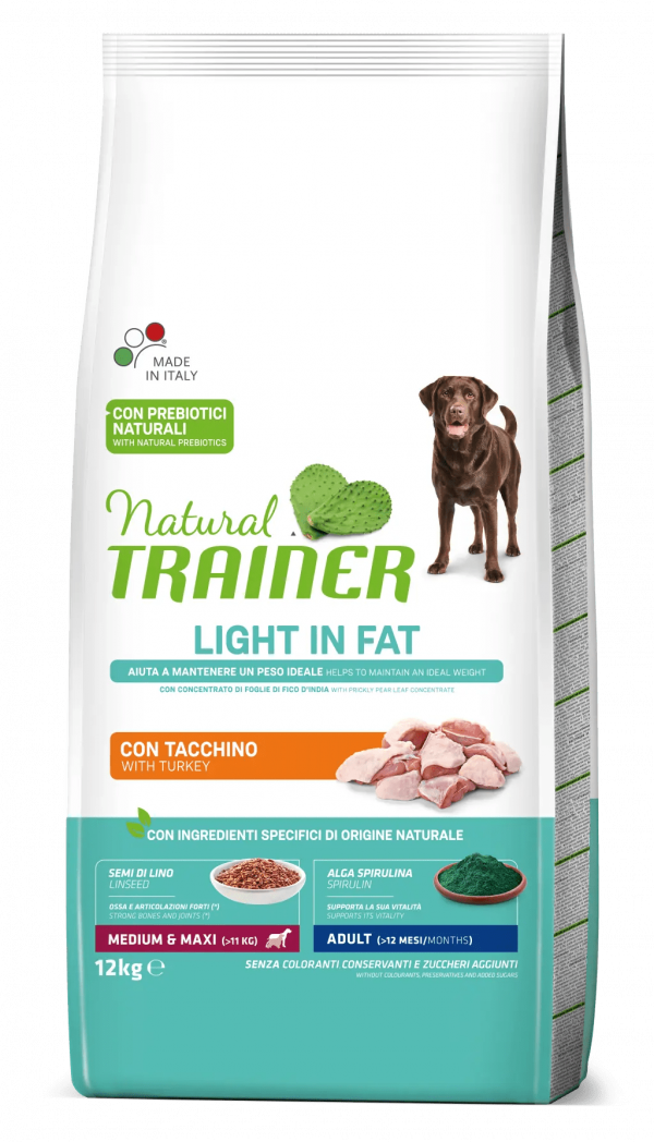 TRAINER NATURAL DOG LIGHT MEDIUM MAXI TACCHINO 12 KG