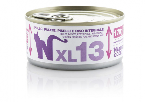 NATURAL CODE GATTO POLLO PATATE PISELLI E RISO LATTINA 170 GR