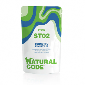 NATURAL CODE GATTO STERILIZED TONNETTO E MIRTILLI BUSTINA 70 GR