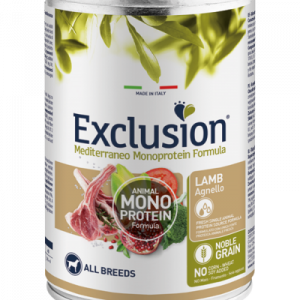 EXCLUSION DOG MEDITERRANEO ADULT AGNELLO LATTINA 400 GR
