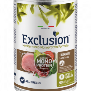 EXCLUSION DOG MEDITERRANEO ADULT TACCHINO LATTINA 400 GR