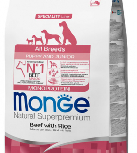 MONGE DOG PUPPY & JUNIOR ALL BREEDS MANZO E RISO 2,5 KG