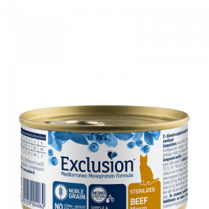 EXCLUSION CAT MEDITERRANEO STERILIZED MANZO LATTINA 85 GR