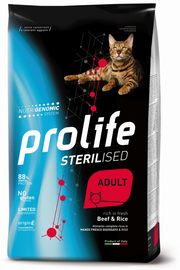 PROLIFE CAT STERILIZED MANZO E RISO 1,5 KG