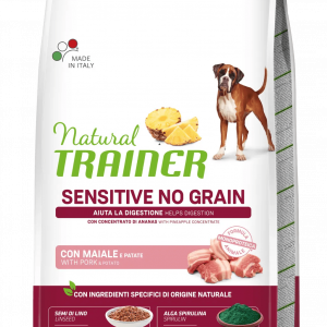 TRAINER NATURAL DOG SENSITIVE ADULT MEDIUM MAXI NO GRAIN MAIALE E PATATE 3 KG