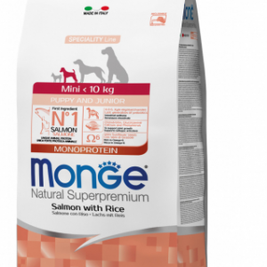 MONGE DOG PUPPY & JUNIOR MINI SALMONE E RISO 2,5 KG