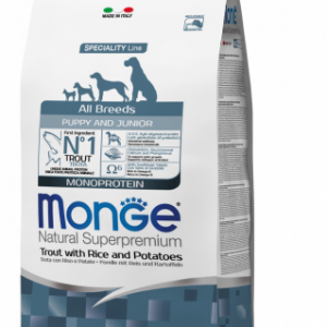 MONGE DOG PUPPY & JUNIOR ALL BREEDS TROTA RISO E PATATE 2,5 KG