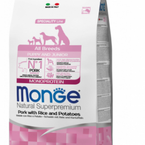 MONGE DOG PUPPY & JUNIOR ALL BREEDS MAIALE RISO E PATATE 12 KG