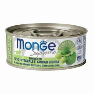 MONGE SUPREME STERILIZED TONNO RISO E GINKGO LATTINA 80 GR