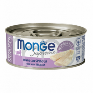 MONGE SUPREME STERILIZED TONNO E SPIGOLA LATTINA 80 GR