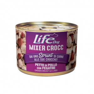 LIFE DOG MIXER CROCC PETTO DI POLLO E FEGATINI LATTINA 150 GR
