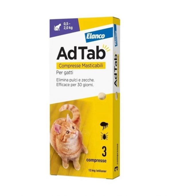 ADTAB GATTO 0,5-2 KG 12 MG VIOLA 3 COMPRESSE