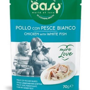 OASY CAT MORE LOVE POLLO E PESCE BIANCO BUSTINA 70 GR