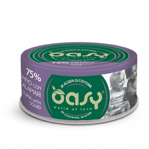 OASY CAT MORE LOVE TONNO E CALAMARI LATTINA 70 GR